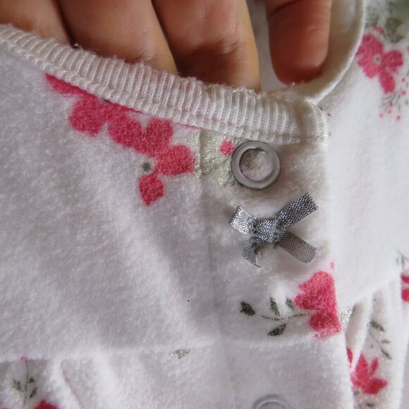Baby Pink Floral bodysuit FULLY OPENS IN FRONT silver glittered fabric 3mts - Picture 3 of 8